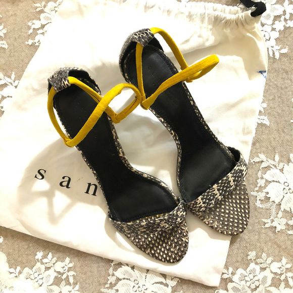 Sandro Shoes - Sandro Paris Snakeskin Leather Sandals Suede Strap